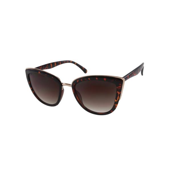 Womens Oversize Tortoise Cateye Sunglasses with Metal Accents