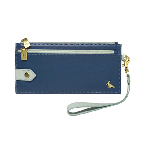 Blue Leather Wristlet Wallet - Kiskadee
