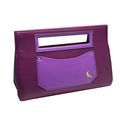 Purple Leather Clutch Handbag - Whippoorwill
