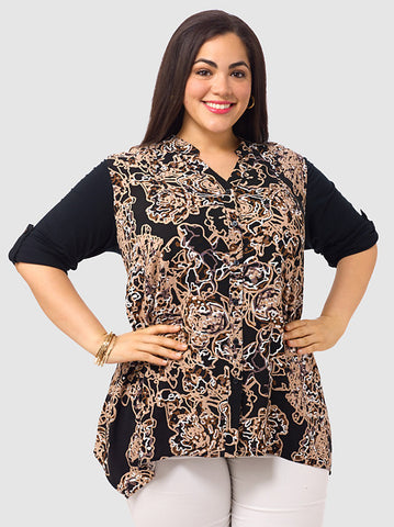 Squiggle Print Button-Front Tunic