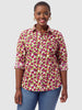 Button Front Shirt In Raspberry Floral