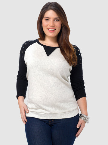 Sweatshirt with Jewel Shoulder
