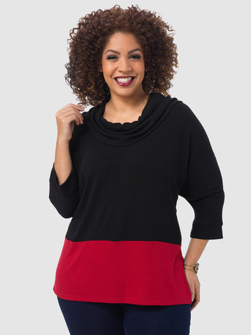 Contrast Cowl Neck Tunic