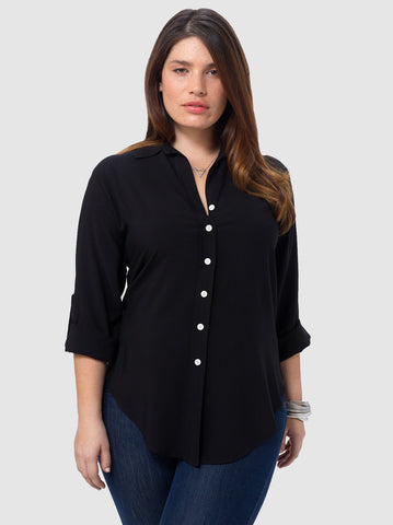 Roll Up Sleeve Shirt In Black