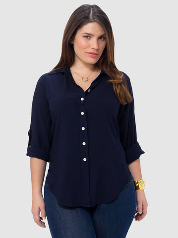 Roll Up Sleeve Shirt In Navy