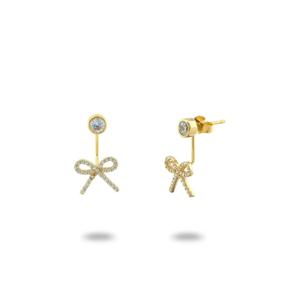 Gold Bow & Rock Cuff Earrings