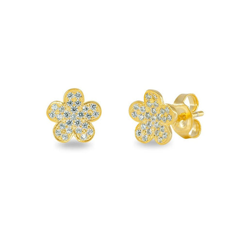 Gold Daisy Flower Stud Earrings