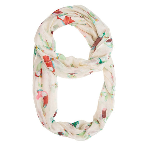 Toucan Infinity Scarf in White